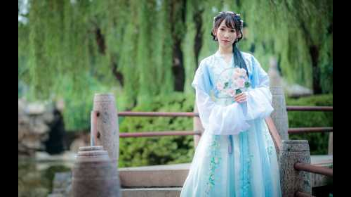 【紫嘉兒】采薇_漢服水袖_楊柳依依望歸矣_荷塘正片